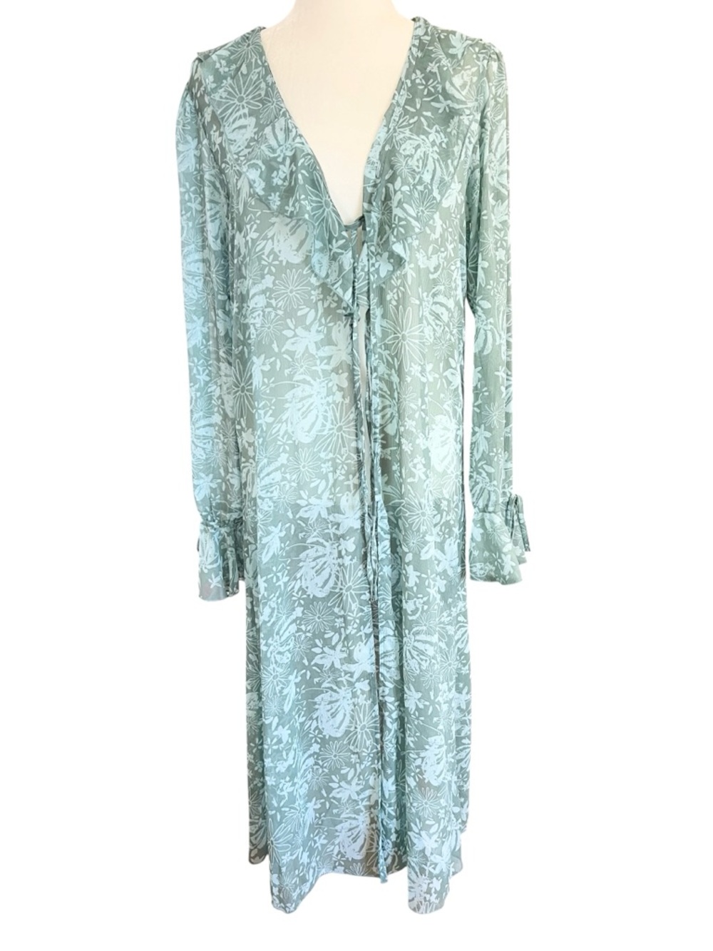 wild fable Aqua Green Floral Ruffle Cover up. Size medium